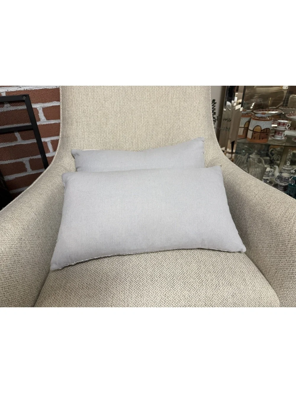 Metro Decor Sequin Lumbar Throw Pillows Gray Silver 12x20 Set of 2 Duck Feather